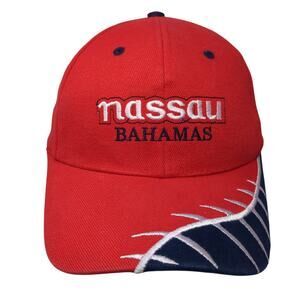 Nassau Bahamas Strapback Baseball Cap Red OS Adjustable Embroidered Islands